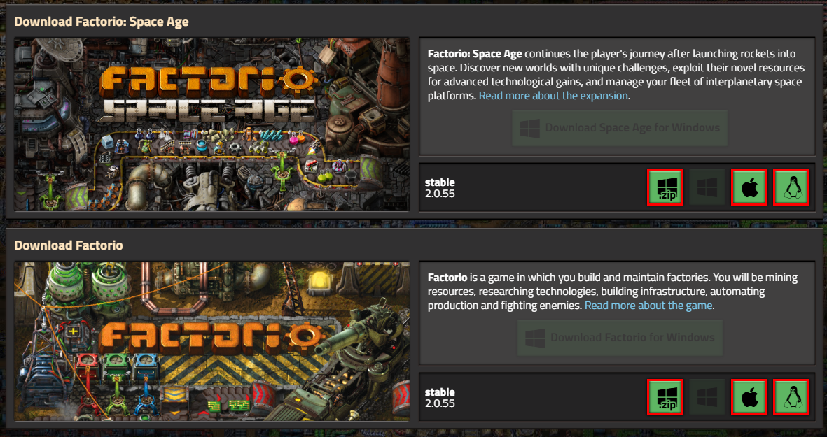 Factorio Download Options